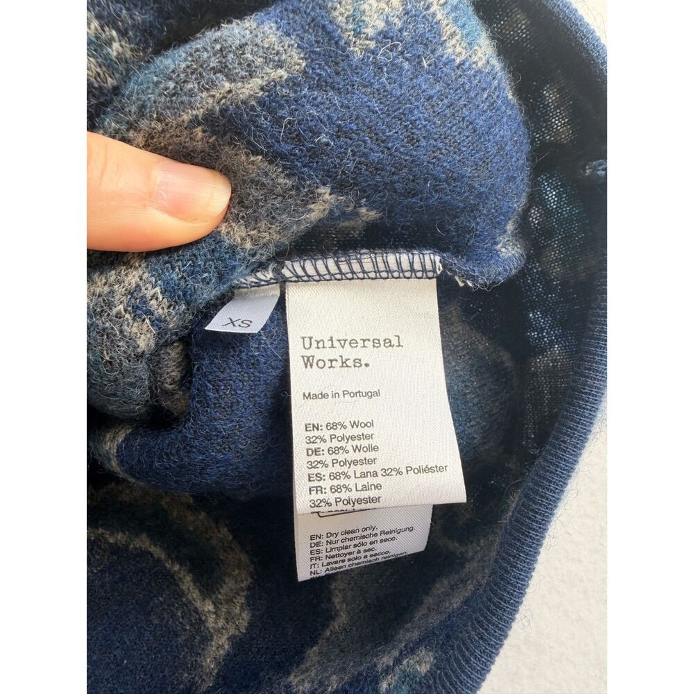 Universal Works Mens Flower Wool Fleece Gilet Vest in Navy Size XS - Picture 6 of 6